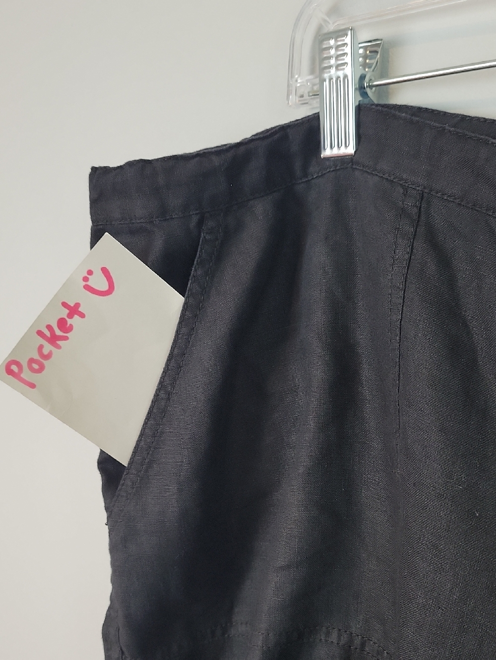XL Black Linen wide leg pants drawstring - Picture 3 of 5